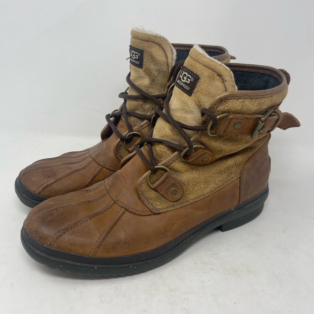 UGG Men's Brown and Tan Leather Boots